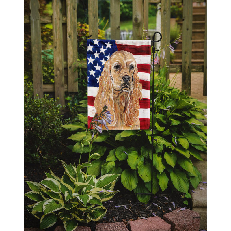2 côtés en polyester de 2 côtés american drapeau de jardin, Beige cocker spaniel anglais