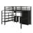 Full Size Metal Loft Bed With Table Set And Wardrobe, Metal Loft Bed Frame With Storage Stairs And 3 Drawers And Full Length Guardrail