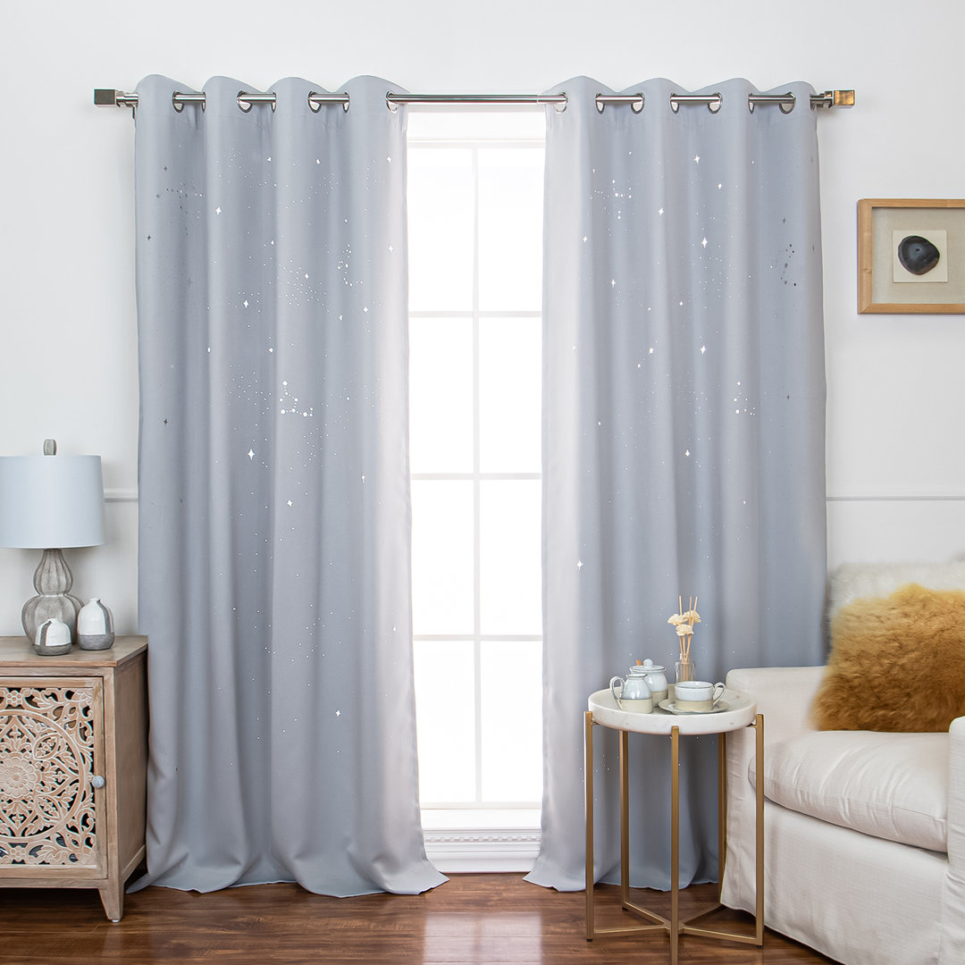 Nicholad Night Sky Laser Punch Room Darkening Curtain Pair (Set of 2) Ebern Designs Curtain 