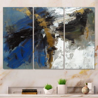 «Comfort of Knowing Abstract Blue and Gold I», ensemble de reproductions d'art mural abstraites