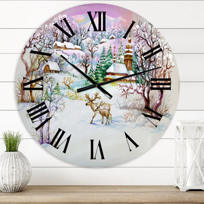 Winter VIllage Life - Traditional wall clock