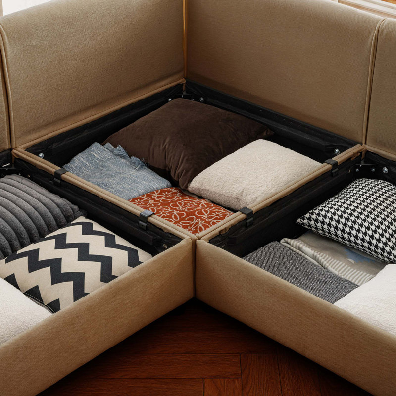 Canapé modulaire moderne 6 pièces avec rangement en chenille douce de style contemporain Cylindrica pour le salon