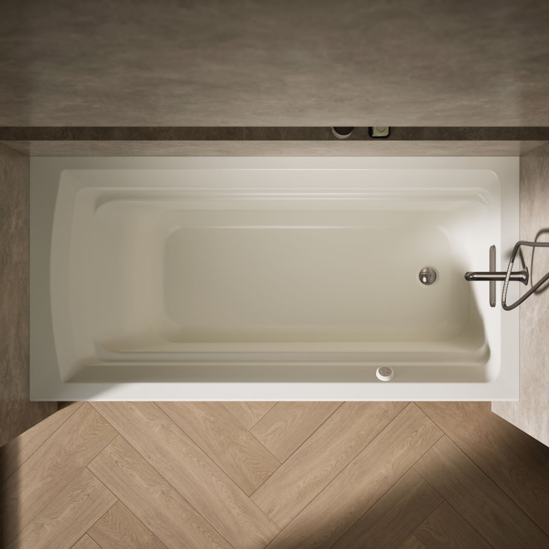 Chauffe-baignoire en acrylique en alcôve Archer® 72 po x 36 po inclus, Biscuit, Droite