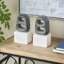 Cole And Grey Marble Cutout Oval Geometric Bookends With White Block Base