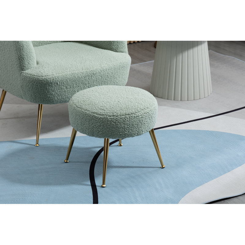 Fauteuil avec repose-pieds 28,75 po, Laine pois vert