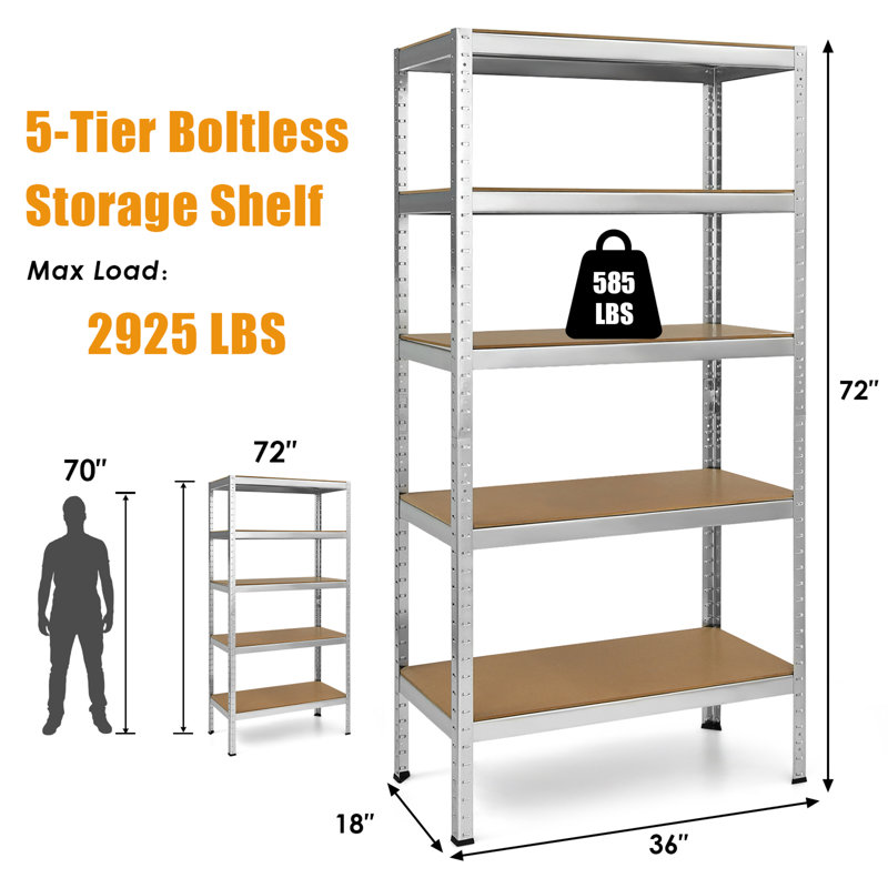 Aleycia 36'' W Steel Height -Adjustable Shelving Unit, Silver