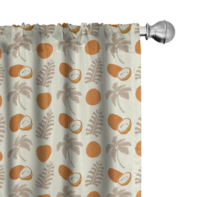 Tropical Floral Semi-Sheer Rod Pocket Curtain Panels, 28" x 95"