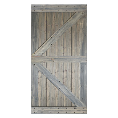 K Style Solid Wood Sliding Barn Door Without Hardware Kit (Door Slab Only) - Assembly Needed