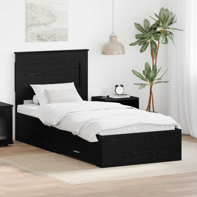 Bed, European Single (90 x 200 cm), Black Oak