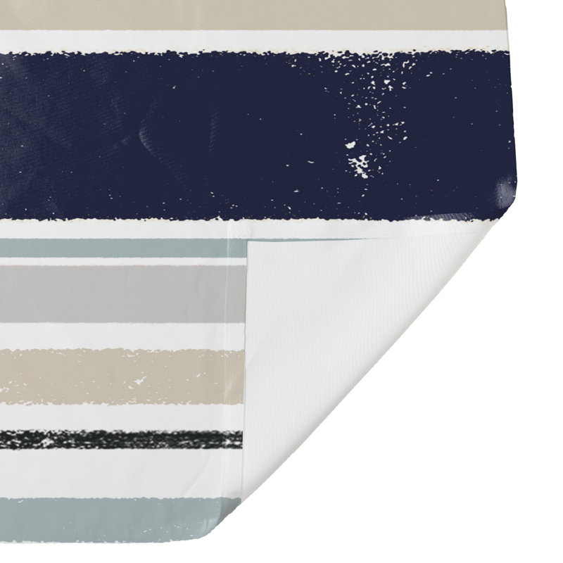 Lecuyer Striped Shower Curtain, Navy