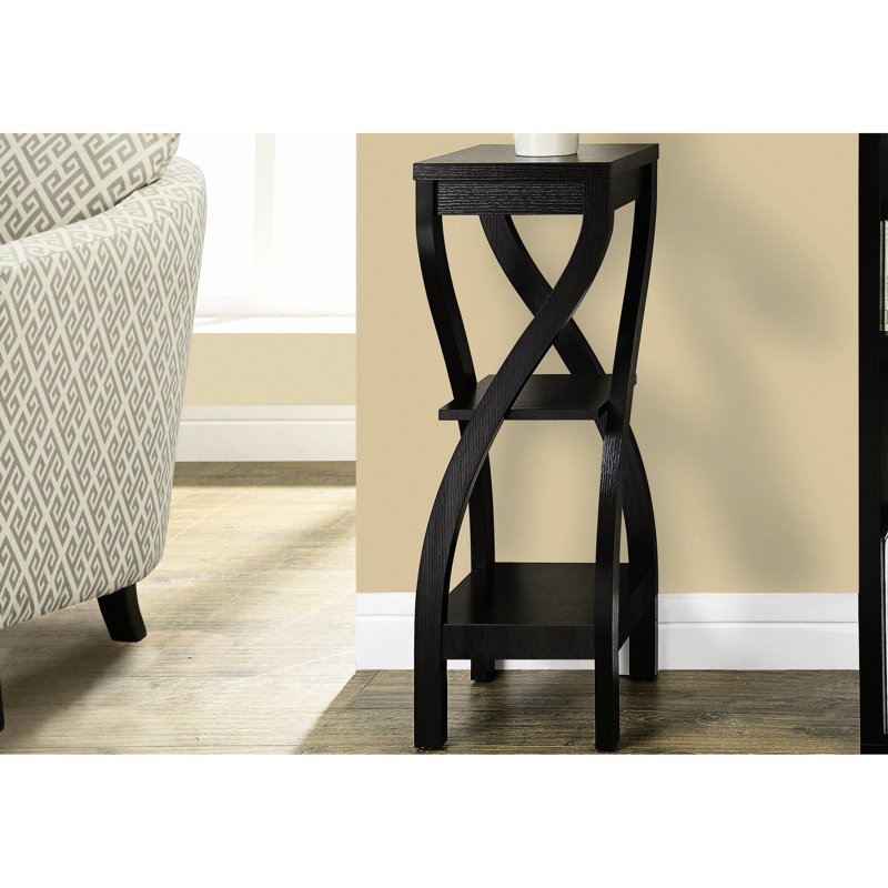 Table d'appoint contemporaine carrée, 3 tables d'appoint avec tablettes, stratifié brun pour le rangement du salon,