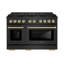ZLINE Autograph 48 in. Black Stainless Paramount Dual Fuel Range w/ DuoPro Cooktop & Gold Accents-1124812573-1124812572