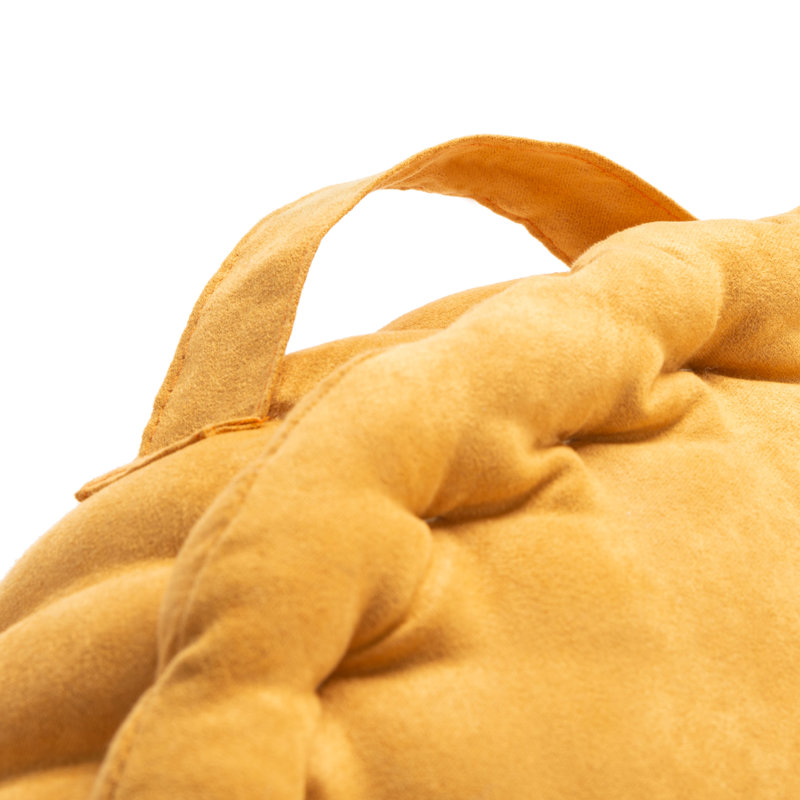 Mustard Yellow Round Floor Pillow with Handle