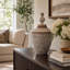 Vase décoratif en grès avec motif texturé et couvercle amovible - pièce décorative moderne-247088651-247088648