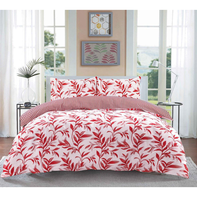 Albertie Cotton Blend Floral Duvet Cover Set with Pillowcases, Double - 2 Pillowcases