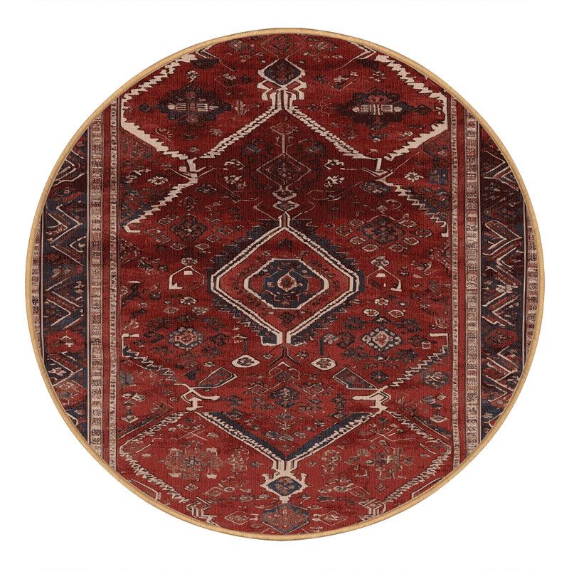 Tapis brun lavable à la machine, Rond 5 pi