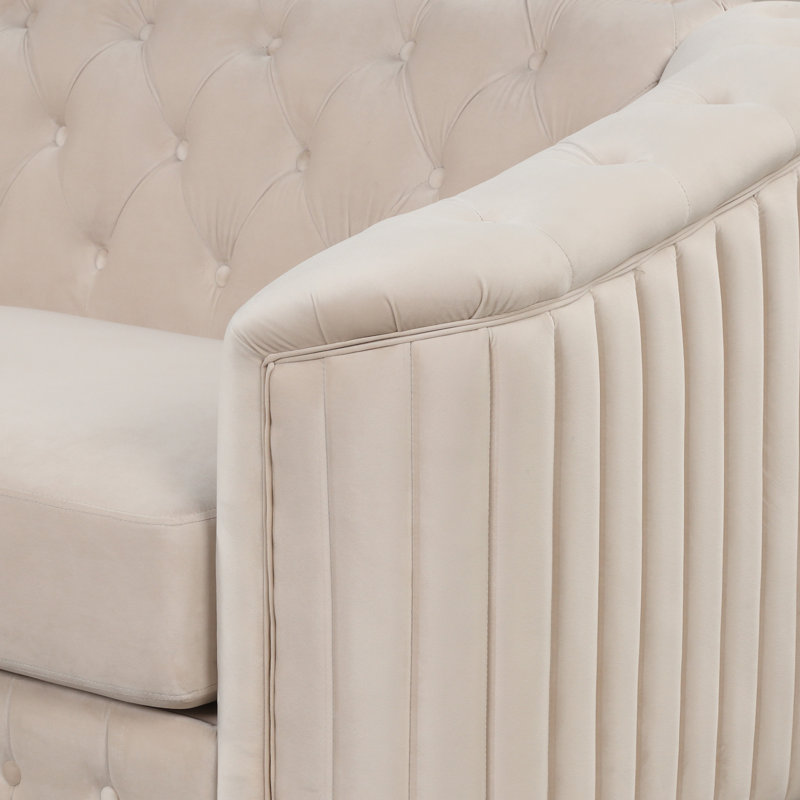 Canapé d'appoint 41,5 po en velours rembourré (y compris le fauteuil), Beige