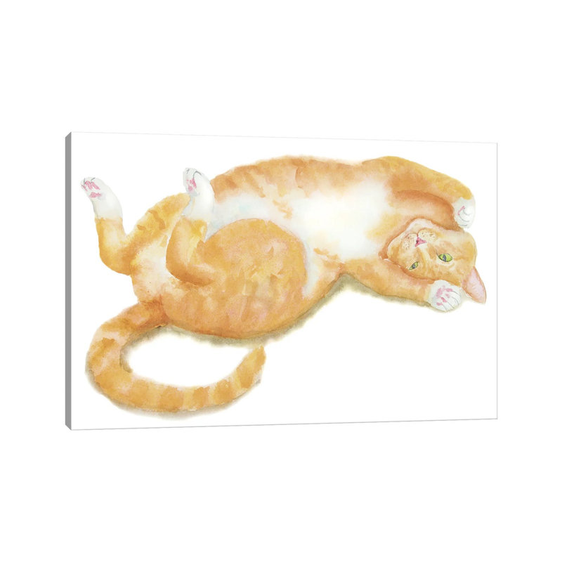 Lying Orange Cat by Alexey Dmitrievich Shmyrov - Wrapped Canvas Print, 20.32 cm H x 30.48 cm W