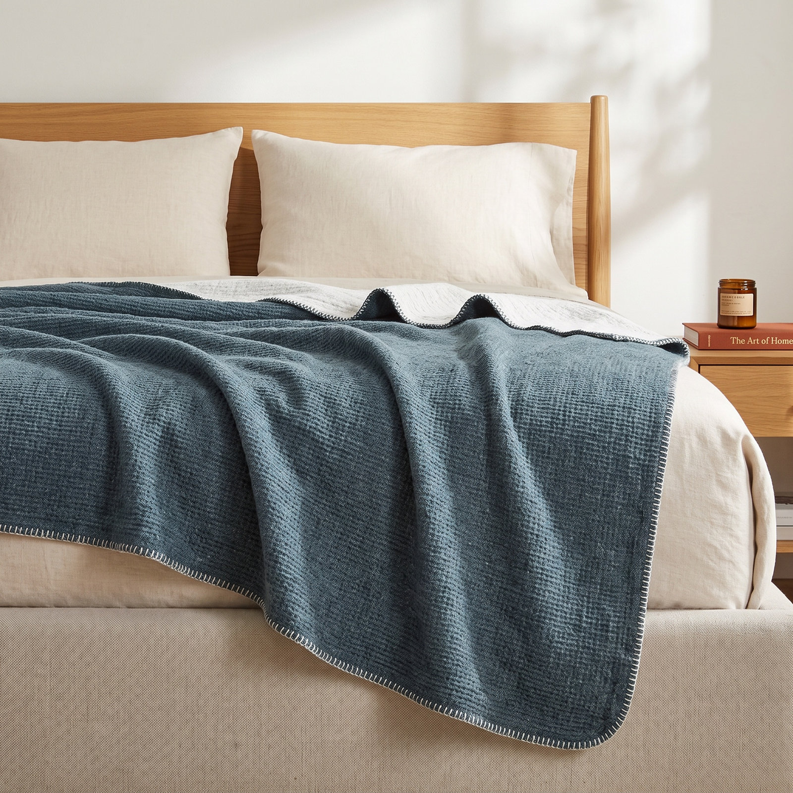Cozy Cotton Organic Cotton Throw Blanket, Full/Queen, Twilight Blue