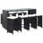 Patio Bar Set Outdoor Bar Table and Stools Poly Rattan and Glass Black