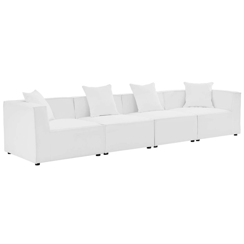 Modway Saybrook Outdoor Patio Upholstered 4-Piece Sectional Sofa, White