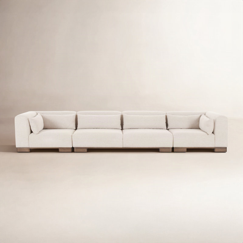 June Modular Sofa Performance Fabric, 30" H x 115" W x 40" D, Beige
