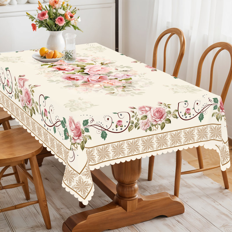 Nappe printemps / été 152 x 220 cm rectangulaire, fleurs, décoration de table pour le pique-nique, L 86 po x l 60 po