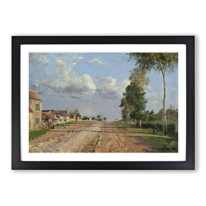 Route to Versailles by Camille Pissarro - Picture Frame Painting, 48cm H x 65cm W x 2cm D, Black Framed