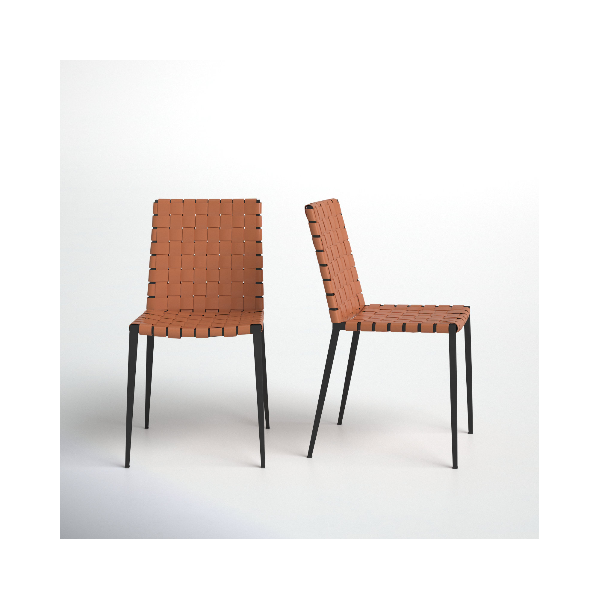 Brett Leather Upholstered Side Chair, Black, Brown