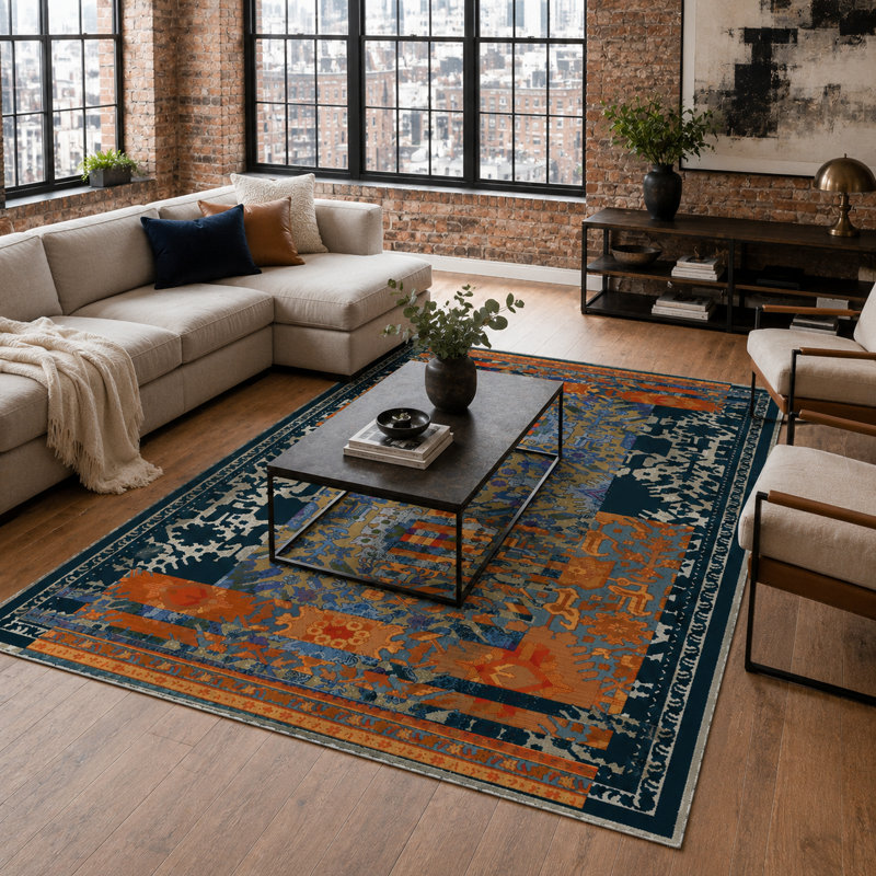 Geometric Cotton and Chenille Flatweave Area Rug, 60 x 100 cm