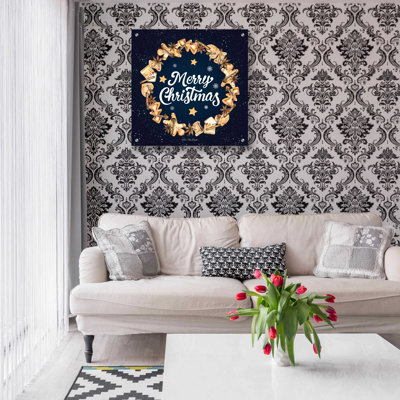 «Gingerbread Merry Christmas Wreath» par Seven Trees Design, art mural en verre acrylique