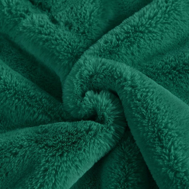 Jeté en fausse fourrure de renard, L 50 po x L 60 po, Bleu sarcelle / vert