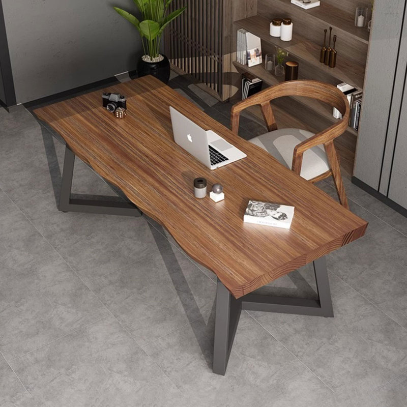 Bureau rectangulaire en bois massif noyer, H 29,53 po x l 78,74 po x P 29,53 po