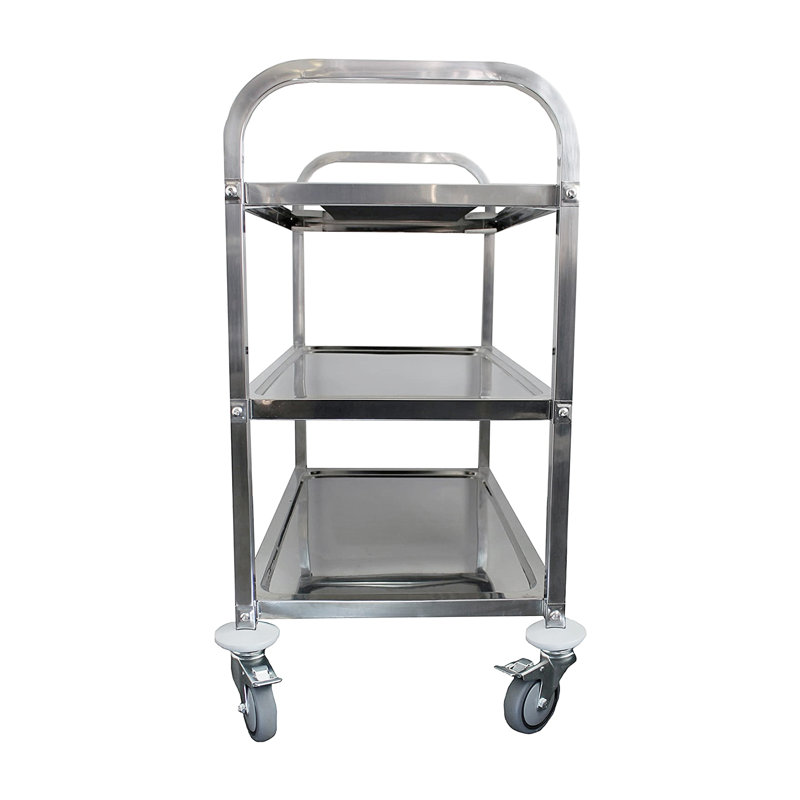 Heavy Duty Stainless Steel 3-Shelf Dining Cart with Swivel Casters
