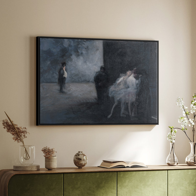 Paysage rétro - DCCLXV, Toile avec cadre flottant noir, H 25 po x l 37 po x P 2 po