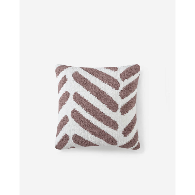 Tulum Square Pillow Cover & Insert, Rose/Off White Geometric