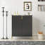 Armoire de bar à vin 2 portes avec support à vin et tablette de rangement réglable, buffet moderne avec charnière à fermeture douce-1265783559