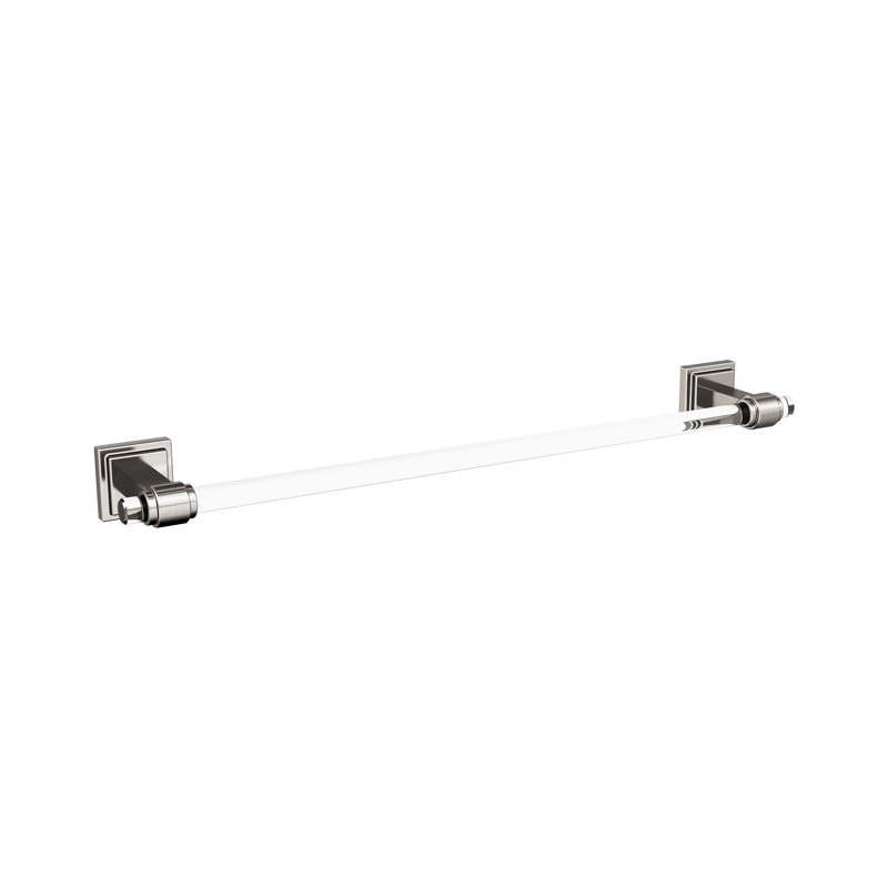 Barre à serviettes murale Glacio, Transparent / nickel brossé, H 0,63 po x L 20,25 po x P 3,06 po