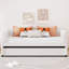Lit de jour simple beige avec rangement gigogne extensible, ergonomique et flexible