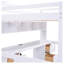 Lit mezzanine double avec bureau et station de charge - Grand lit simple blanc en bois massif avec tiroirs, armoires et tablettes de rangement pour chambre d'enfant