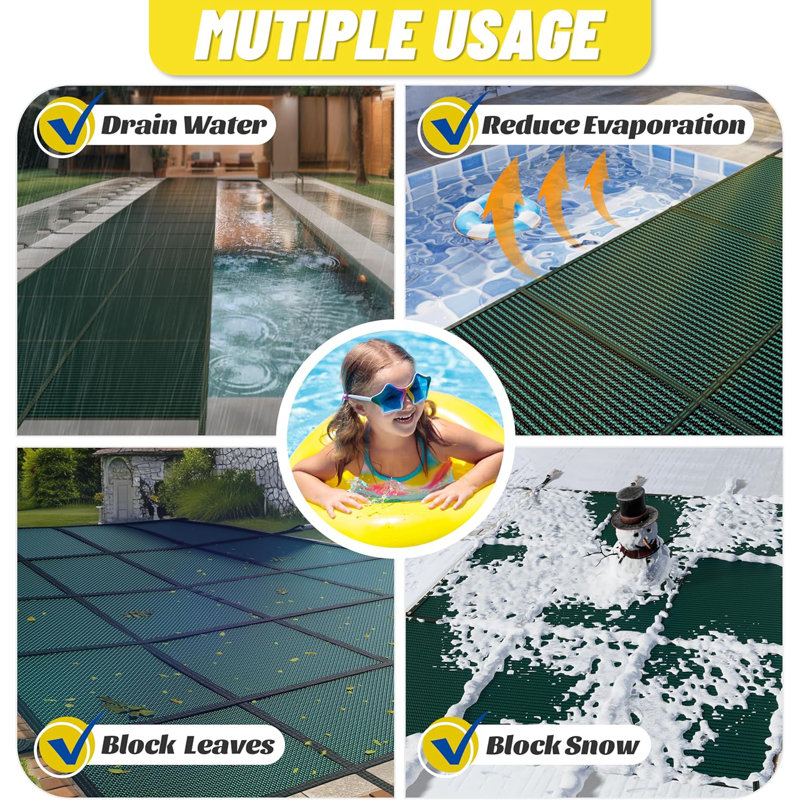 Green 20' x 40' Rectangular High Strength Mesh Pool Cover