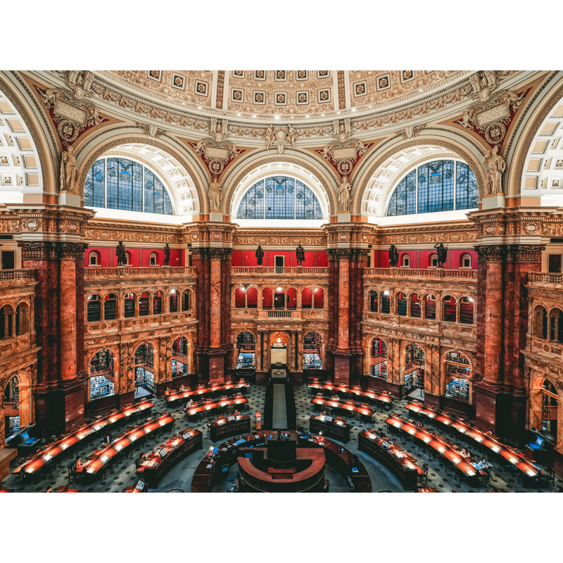 Library Of Congress Print by Leo Ang, Black Framed Paper, 25.2" H x 31.2" W