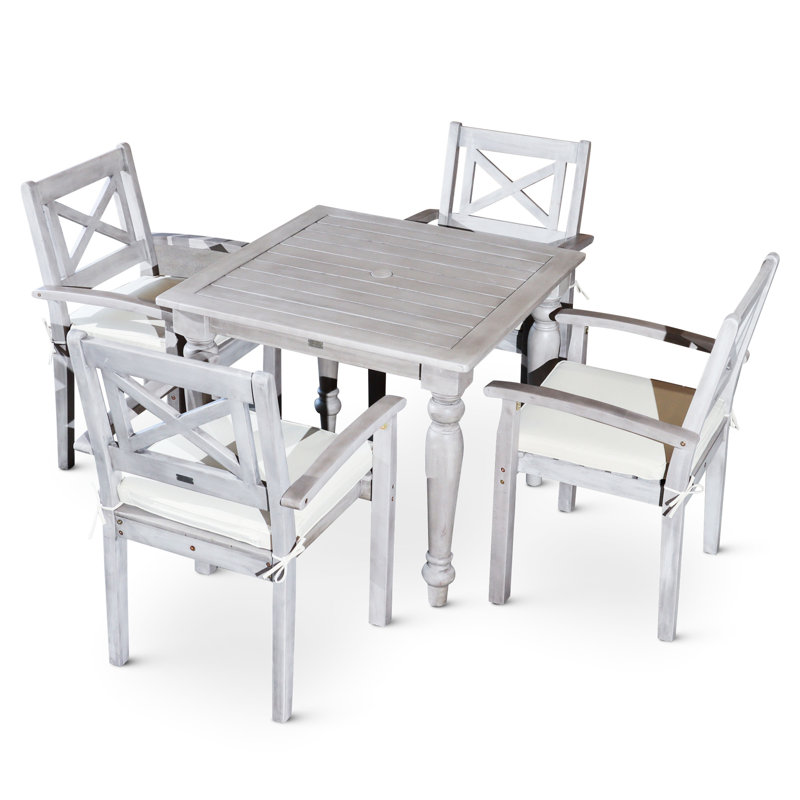 Table carrée avec fauteuils rembourrés pour l'extérieur - table et chaises