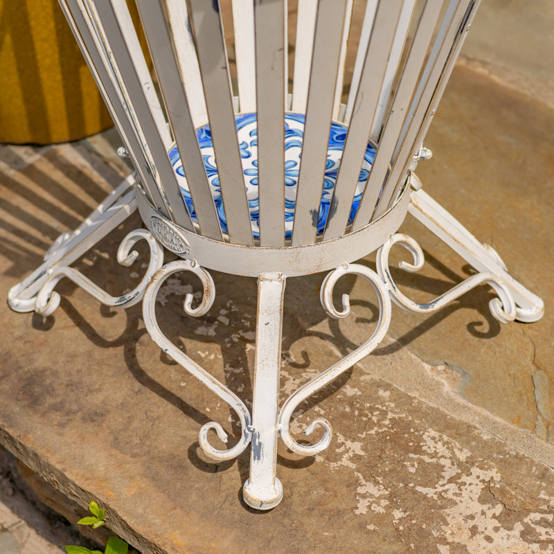 Porte-bûches en fer écusson assorti blanc (ensemble de 2), Blanc