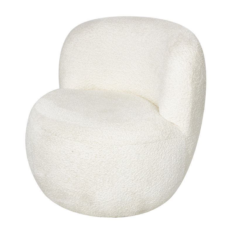 Polyester Rounded Barrel White Accent Chair