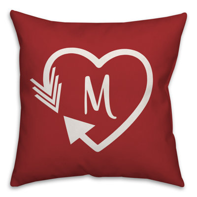 Housse et insert de coussin carré extérieur Heart Monogram