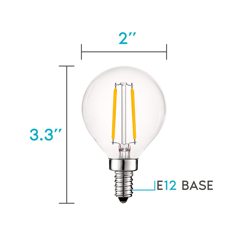 4 W (équivalent à 40 W), ampoule DEL G16,5 à intensité variable, culot E12 / candélabre, 2700