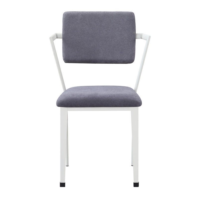 Grey And White Open Back Upholstered Office Chair, White
