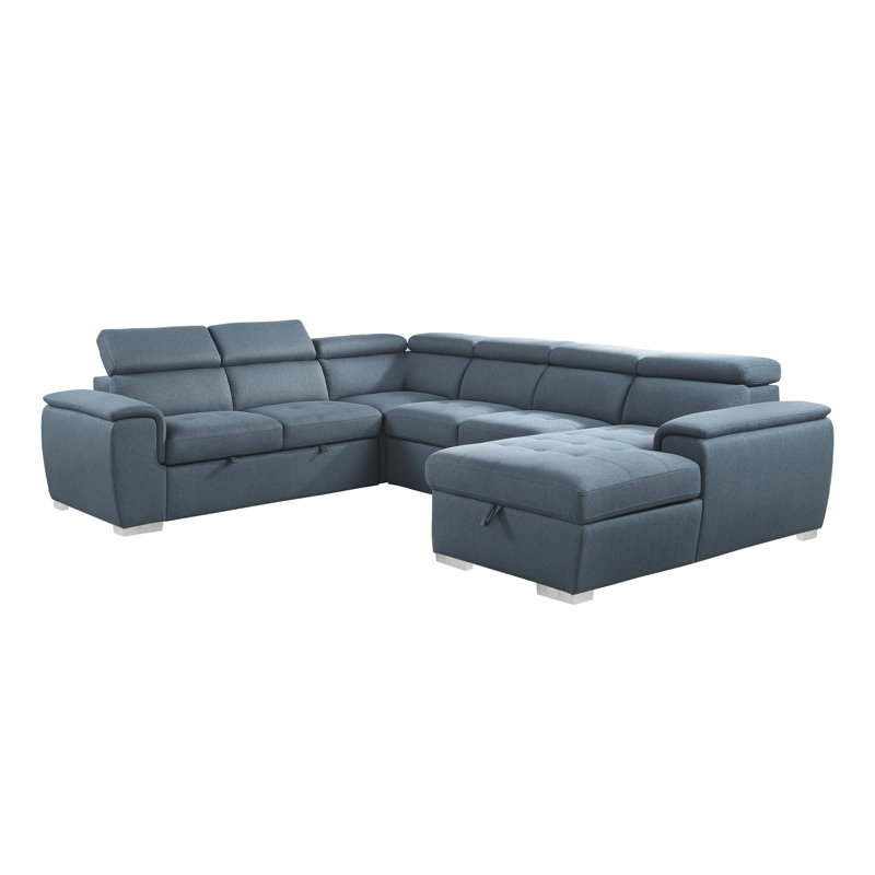 Canapé et méridienne de 98,5 po Armanno, Chenille bleu