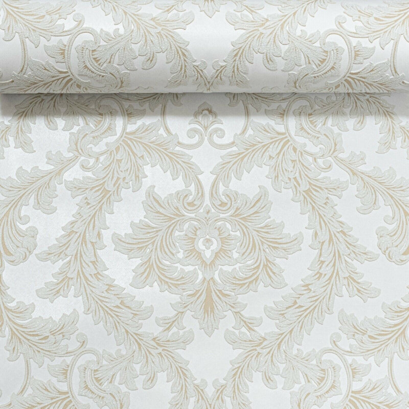 Spot On Luxury Damask Wallpaper Gold Cream Textured Glitter Heavy Duty Vinyl 1015931